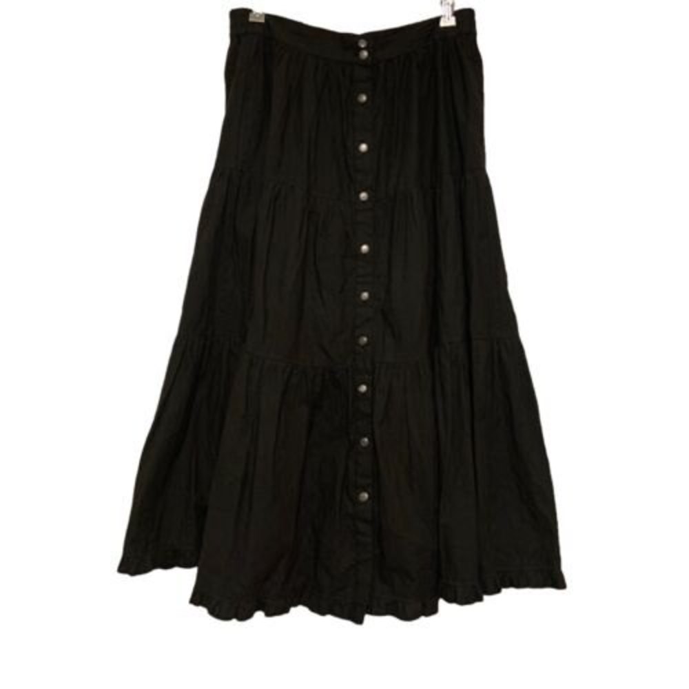 Vintage Rodeo Rose Womens Skirt Size M Black Rare Star Silver Buttons Texas